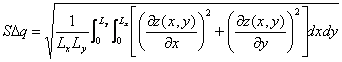 Root mean square slope of the assessed topographic surface