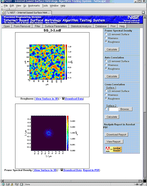 This picture shows the power spectral density of a surface topography