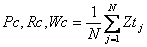 Pc, Rc, Wc = 1/N*(sum from j=1 to N of zj)