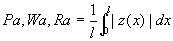 Pa, Wa, Ra=1/L*integral from L to 0 of abs(z(x))*dx