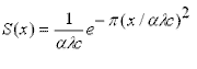 Gaussian Weighting Function S(x)=exp(-pi*(x/alpha/lamda c)^2/alpha/lamda c